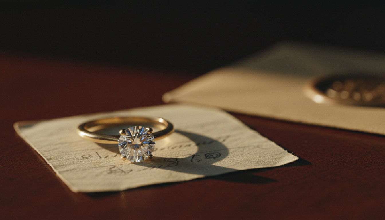 A heirloom diamond solitaire on vellum